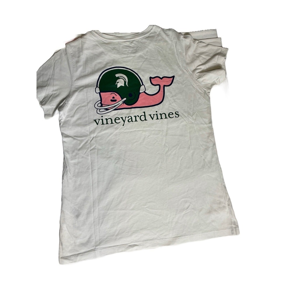 MSU Spartans College Football TShirt Vineyard Vines White Sleeveless Size Small